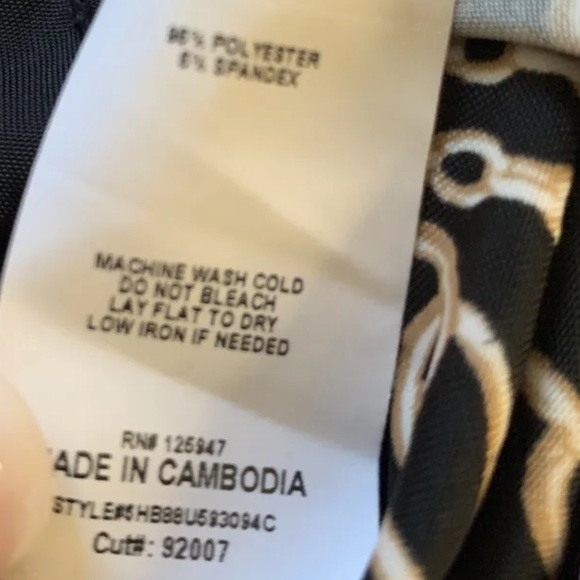 COCOMO 2X Black Beige 3/4 sleeve Plus Size women's Pintuck Blouse tunic - Picture 11 of 11